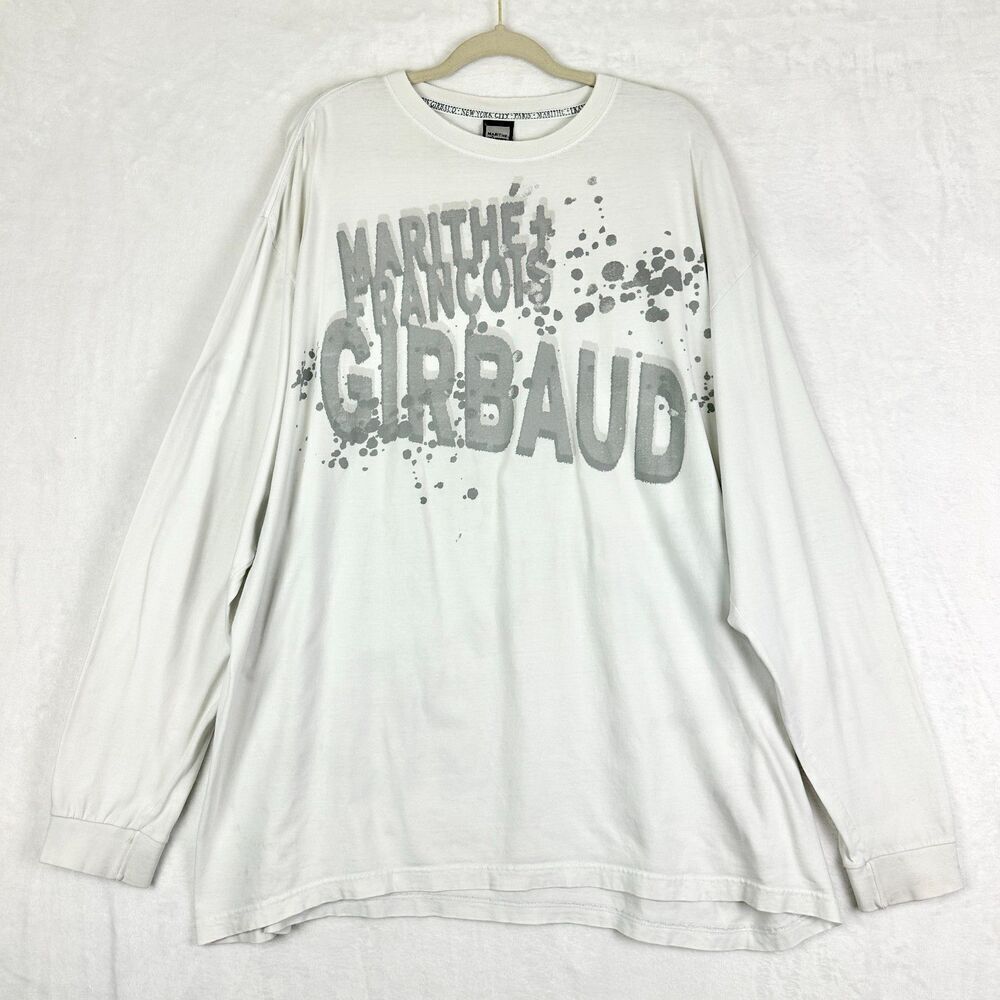 Marithe Francois Girbaud Vintage Spellout Long Sleeve Tee Shirt Size XXL 90s Y2K